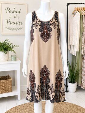 4 for $25 🤎🤍 Paisley Print Sleeveless Dress Size 3X 🤍🤎